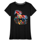 Flower Horse 19 - Frauen Premium Bio T-Shirt - Schwarz