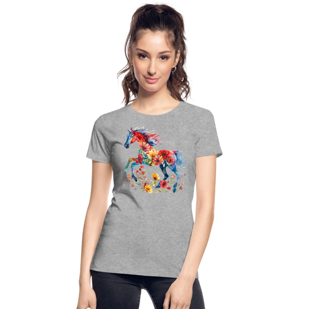 Flower Horse 19 - Frauen Premium Bio T-Shirt - Grau meliert