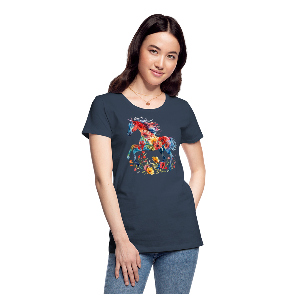 Flower Horse 19 - Frauen Premium Bio T-Shirt - Navy