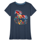 Flower Horse 19 - Frauen Premium Bio T-Shirt - Navy