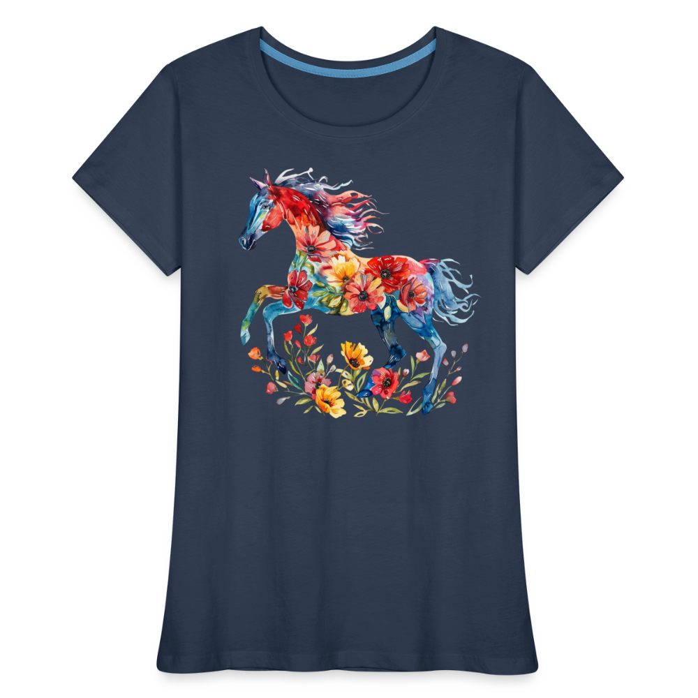 Flower Horse 19 - Frauen Premium Bio T-Shirt - Navy