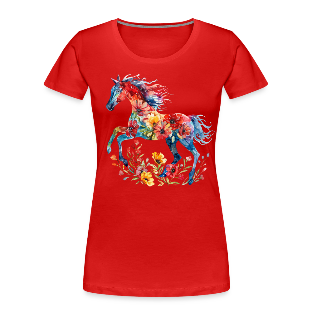 Flower Horse 19 - Frauen Premium Bio T-Shirt - Rot