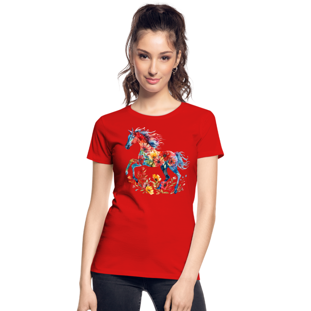 Flower Horse 19 - Frauen Premium Bio T-Shirt - Rot