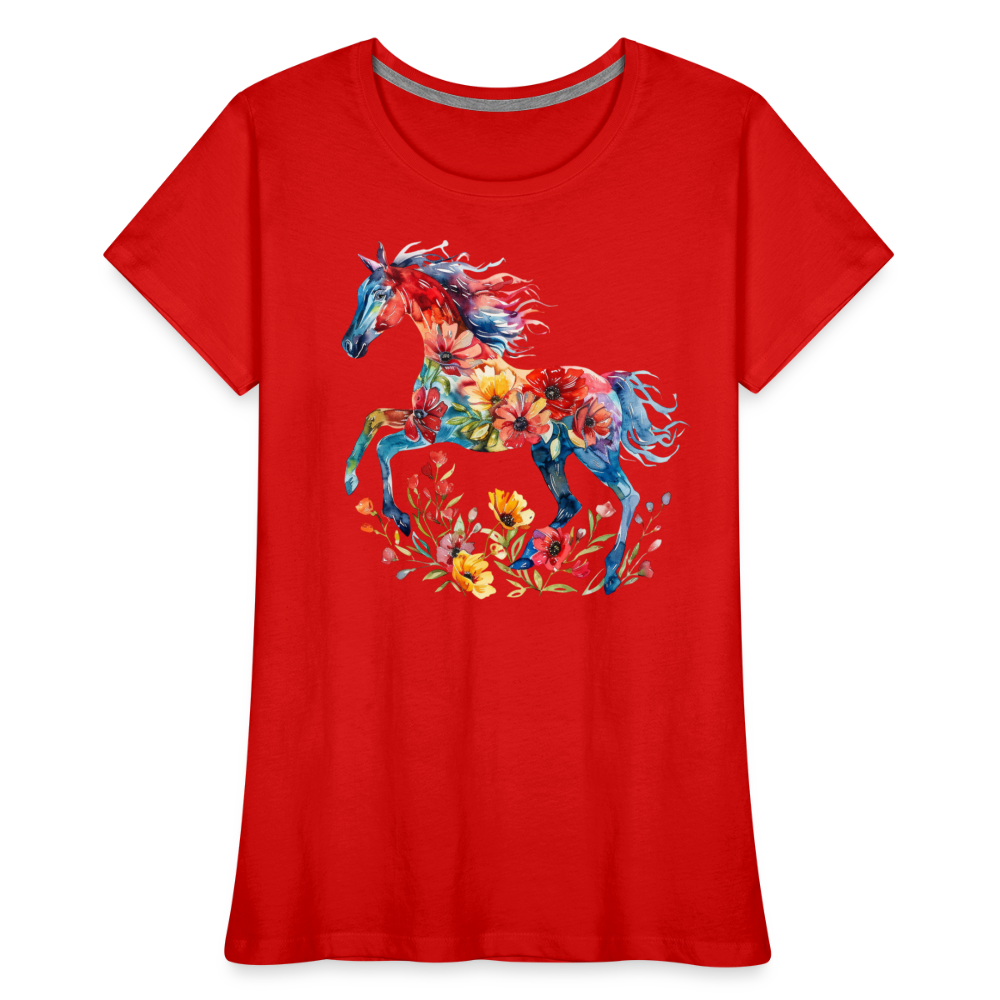 Flower Horse 19 - Frauen Premium Bio T-Shirt - Rot