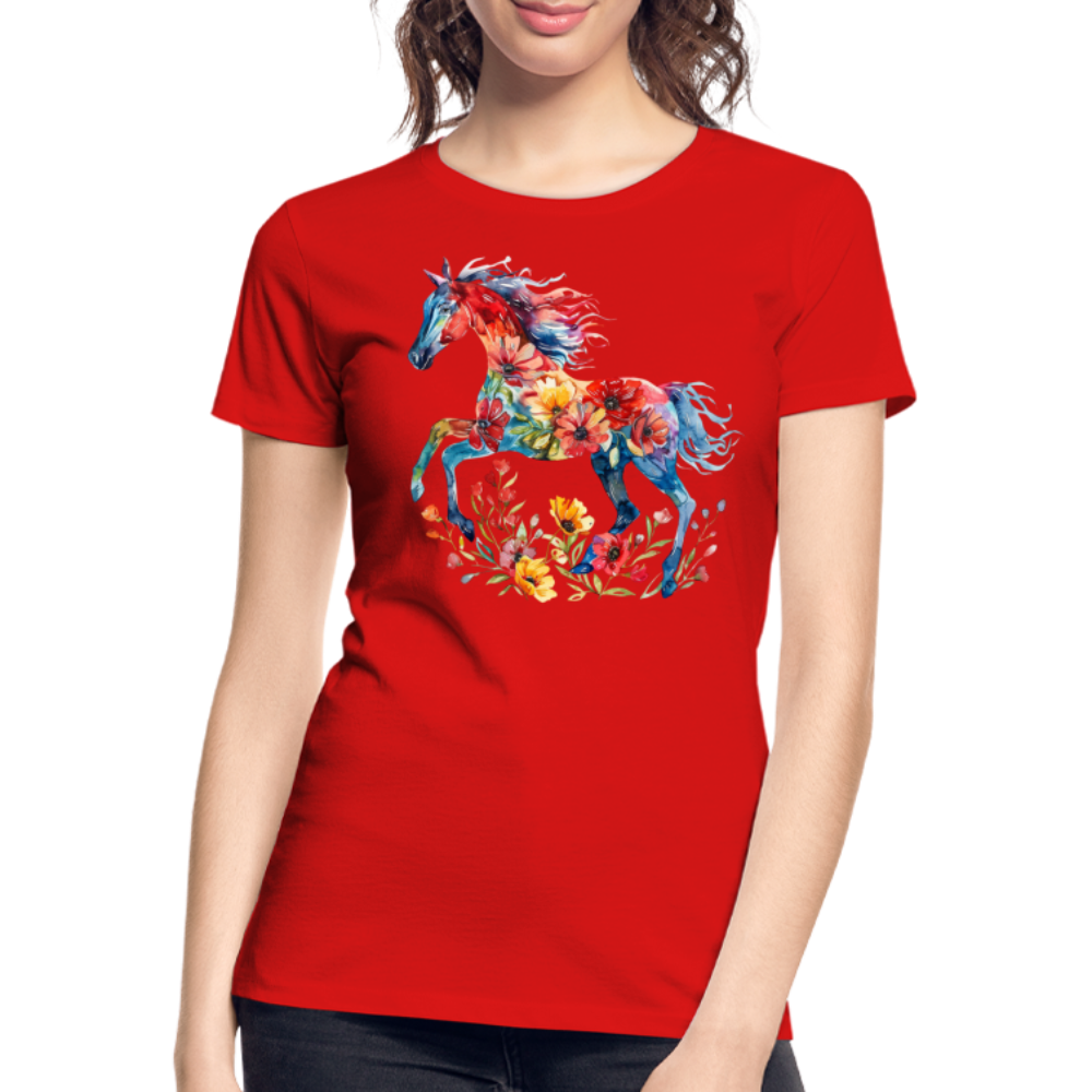 Flower Horse 19 - Frauen Premium Bio T-Shirt - Rot