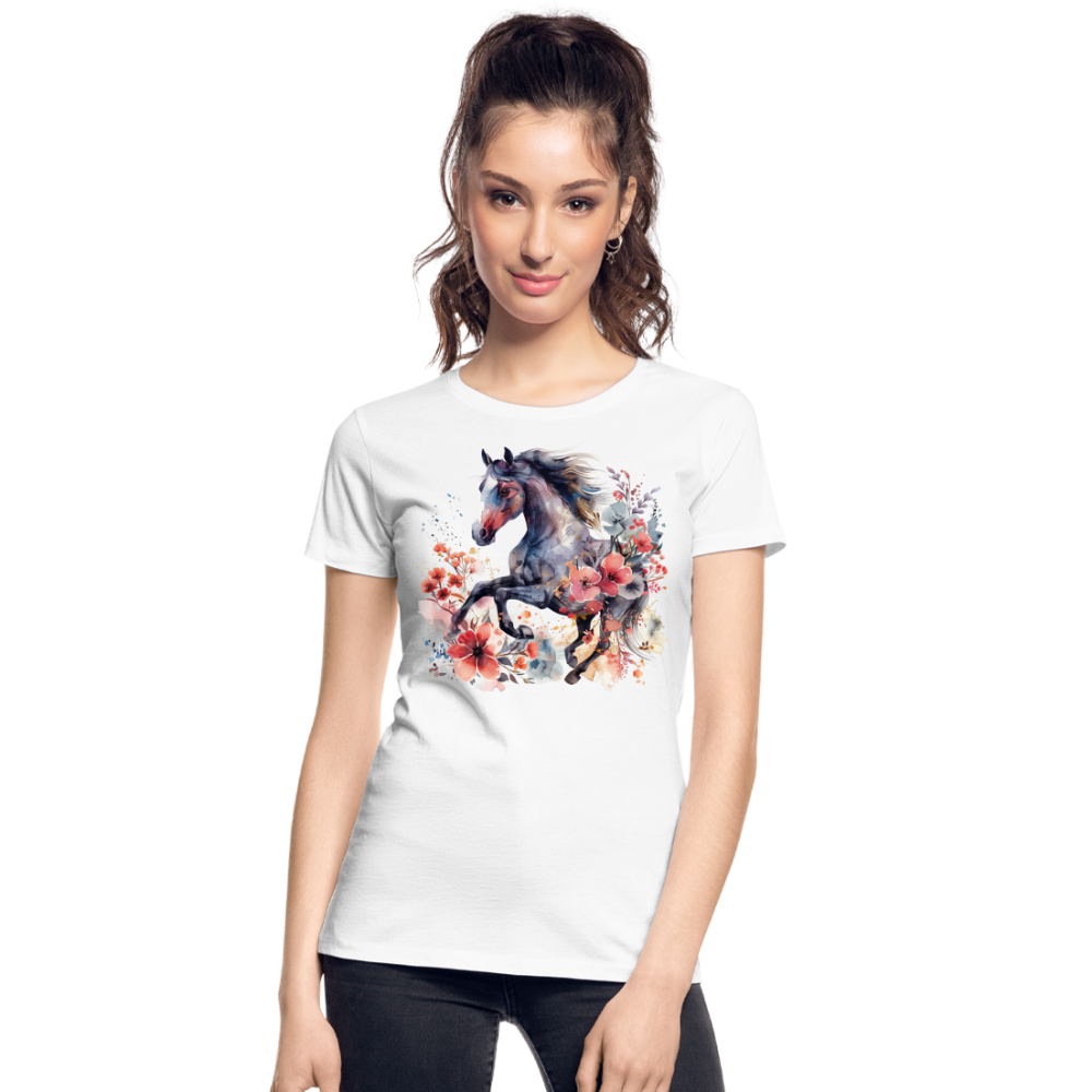 Flower Horse 15 - Frauen Premium Bio T-Shirt - Weiß