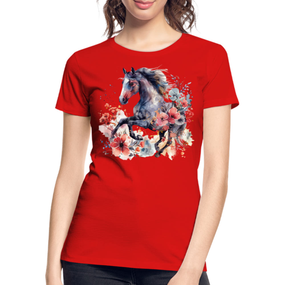 Flower Horse 15 - Frauen Premium Bio T-Shirt - Rot