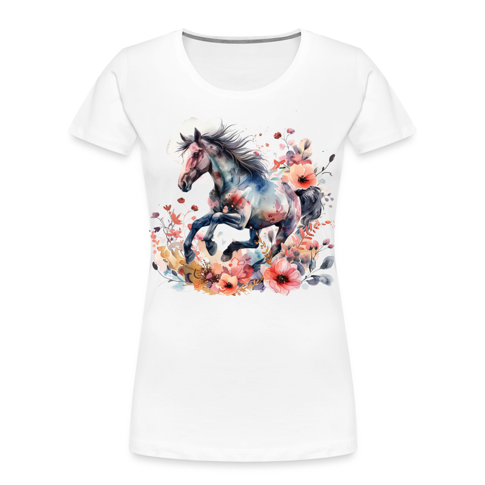 Flower Horse 17 - Frauen Premium Bio T-Shirt - Weiß