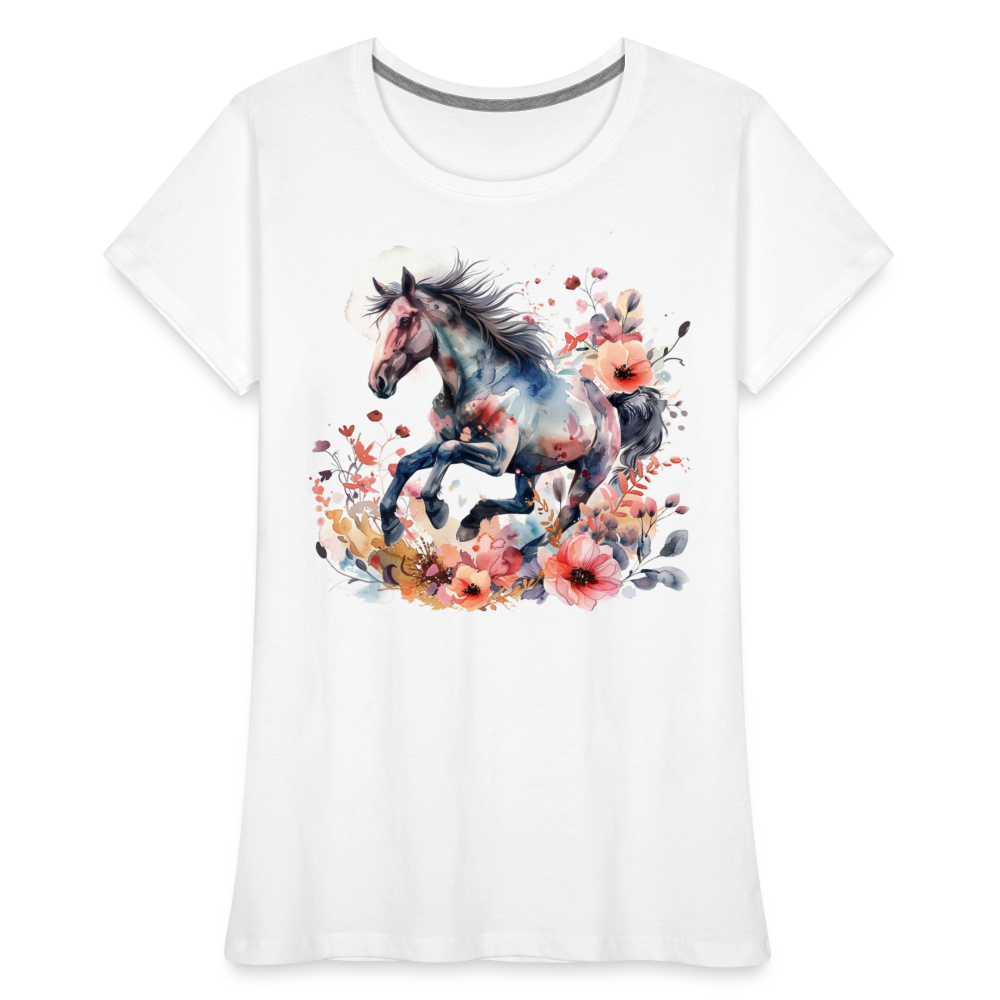 Flower Horse 17 - Frauen Premium Bio T-Shirt - Weiß