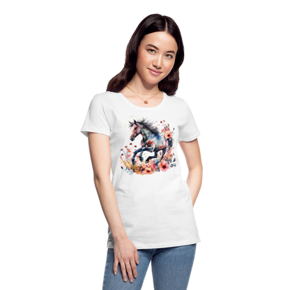 Flower Horse 17 - Frauen Premium Bio T-Shirt - Weiß