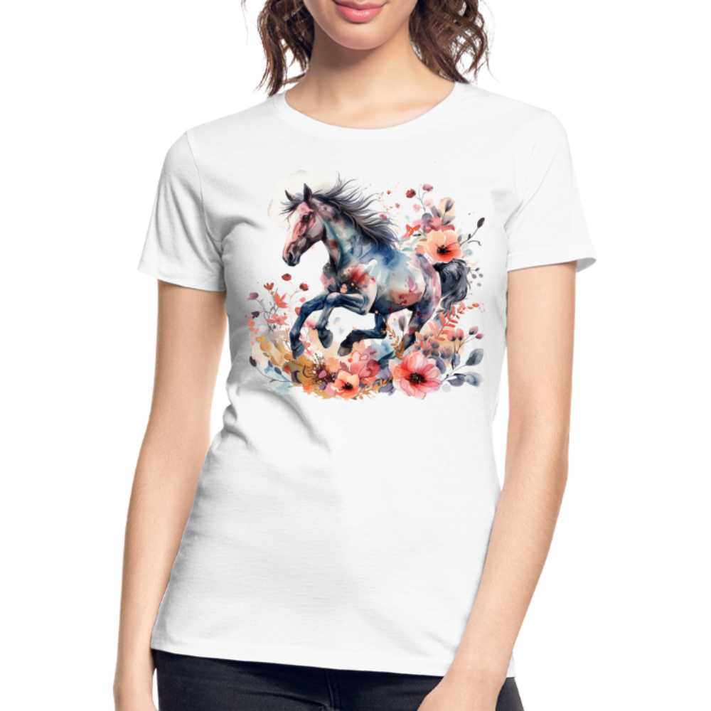 Flower Horse 17 - Frauen Premium Bio T-Shirt - Weiß