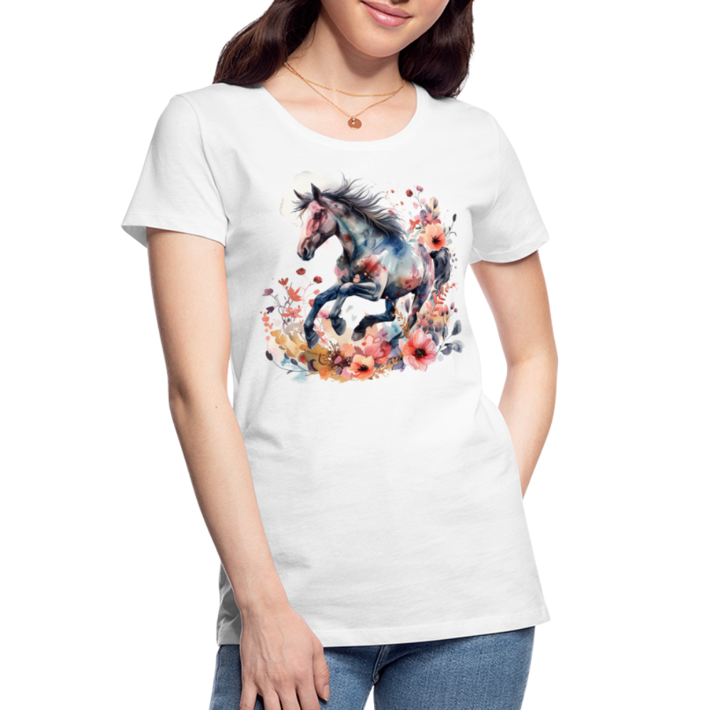 Flower Horse 17 - Frauen Premium Bio T-Shirt - Weiß