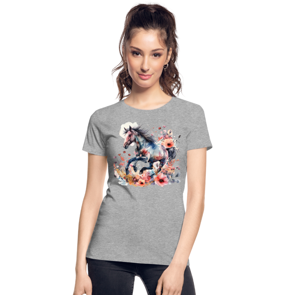 Flower Horse 17 - Frauen Premium Bio T-Shirt - Grau meliert