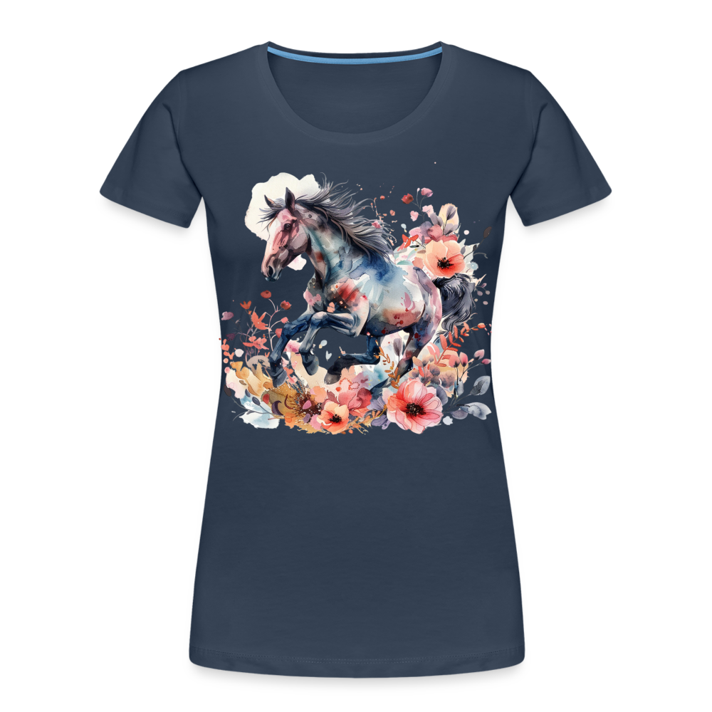 Flower Horse 17 - Frauen Premium Bio T-Shirt - Navy