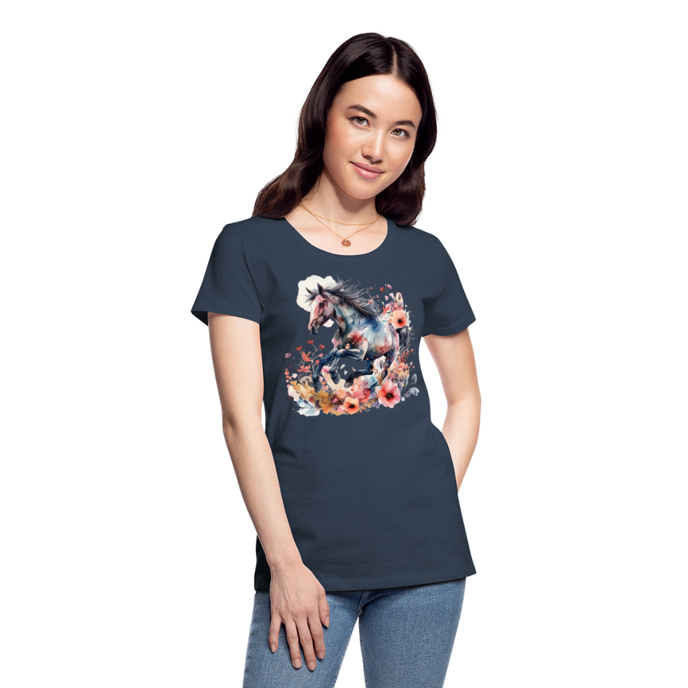 Flower Horse 17 - Frauen Premium Bio T-Shirt - Navy