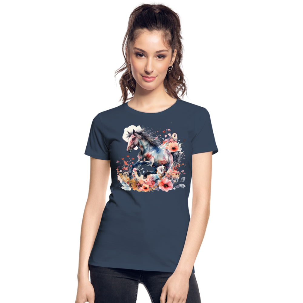 Flower Horse 17 - Frauen Premium Bio T-Shirt - Navy