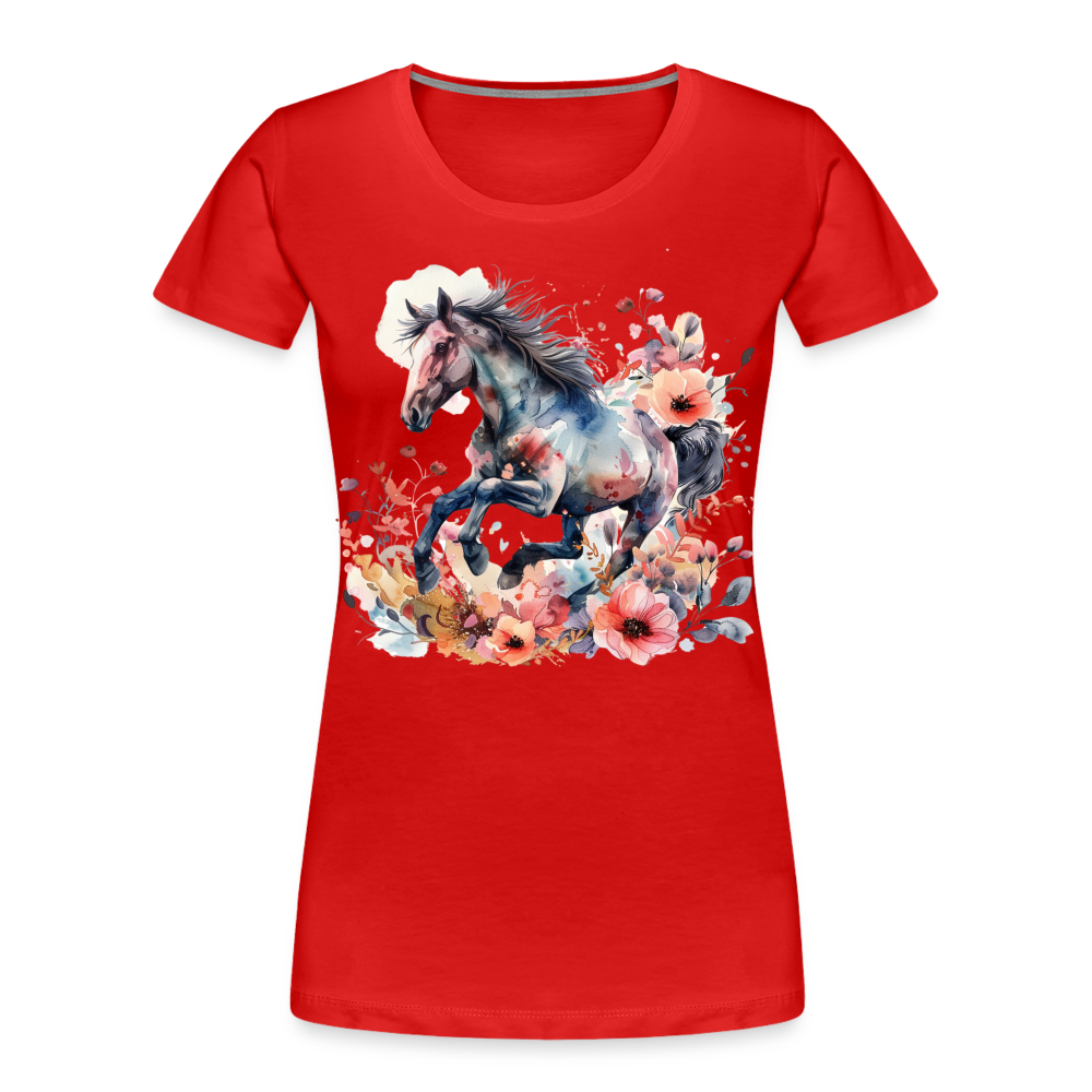 Flower Horse 17 - Frauen Premium Bio T-Shirt - Rot