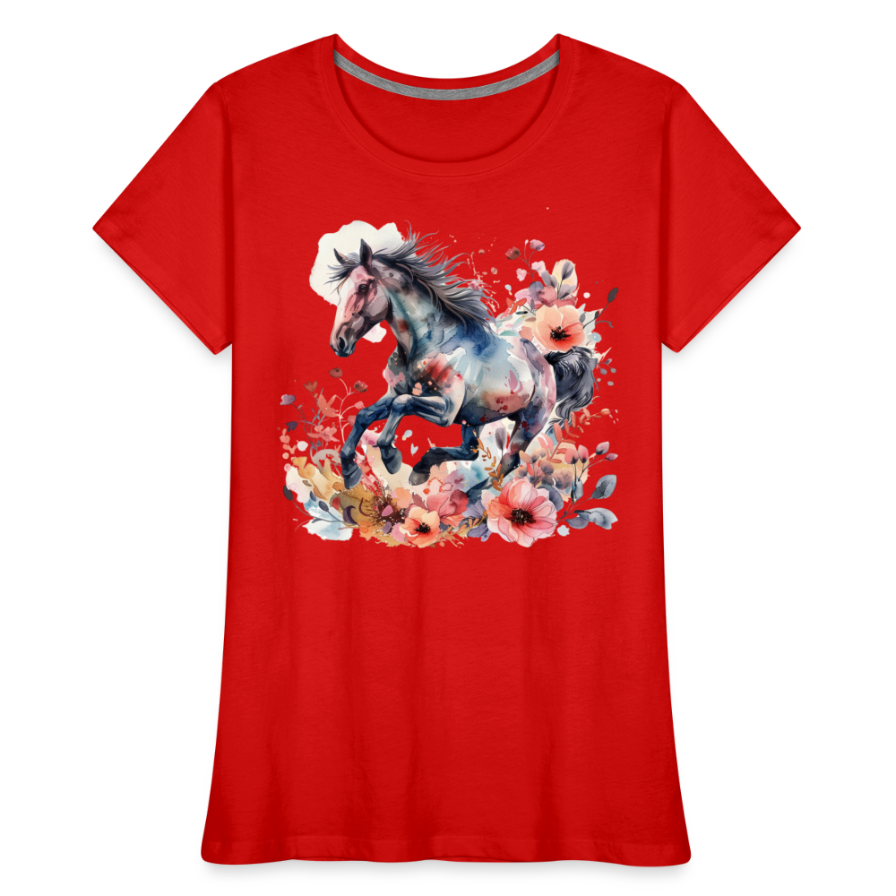 Flower Horse 17 - Frauen Premium Bio T-Shirt - Rot