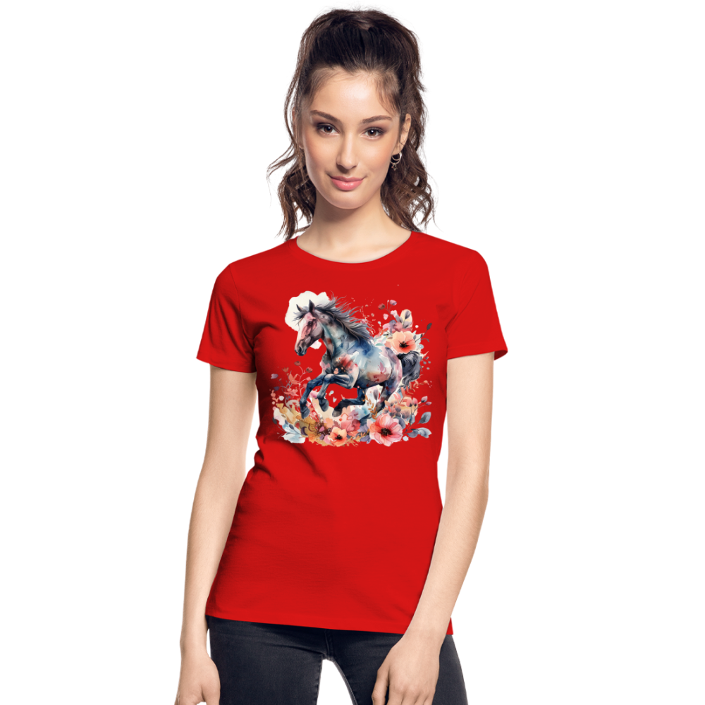 Flower Horse 17 - Frauen Premium Bio T-Shirt - Rot