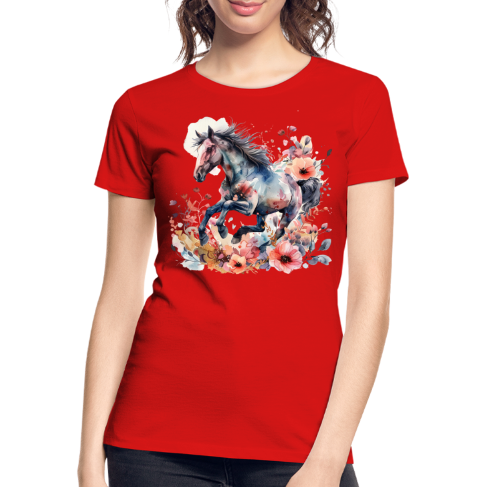 Flower Horse 17 - Frauen Premium Bio T-Shirt - Rot