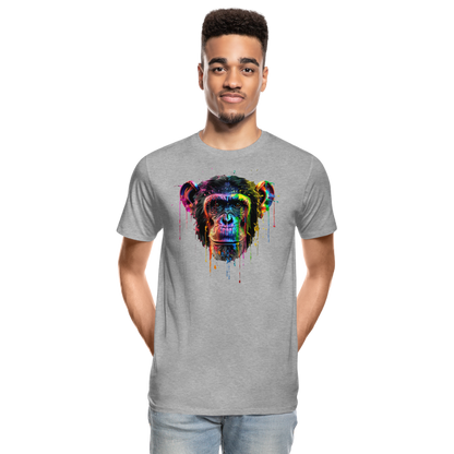 Schimpanse Grafitti - Männer Premium Bio T-Shirt - Grau meliert