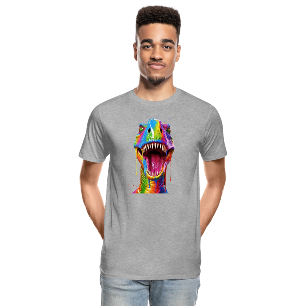 T-Rex Grafitti - Männer Premium Bio T-Shirt - Grau meliert