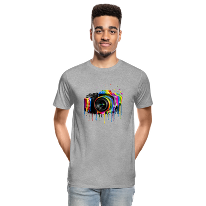 Kamera Grafitti - Männer Premium Bio T-Shirt - Grau meliert