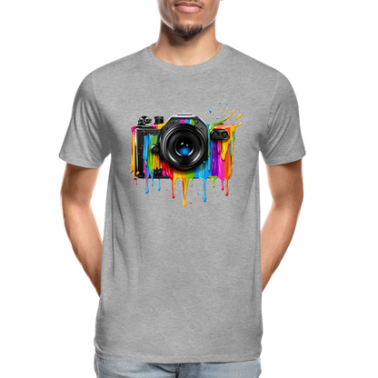 Kamera Grafitti - Männer Premium Bio T-Shirt - Grau meliert