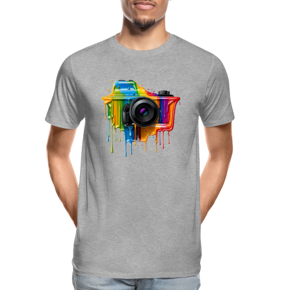 Kamera Grafitti - Männer Premium Bio T-Shirt - Grau meliert