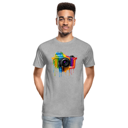 Kamera Grafitti - Männer Premium Bio T-Shirt - Grau meliert