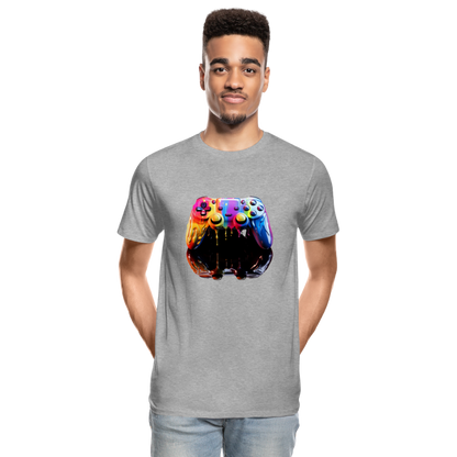 Controller Grafitti - Männer Premium Bio T-Shirt - Grau meliert