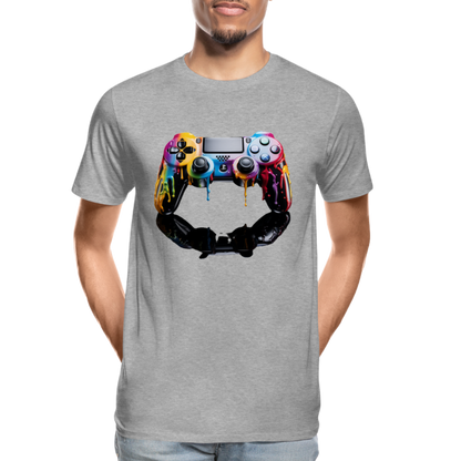 Controller Grafitti - Männer Premium Bio T-Shirt - Grau meliert