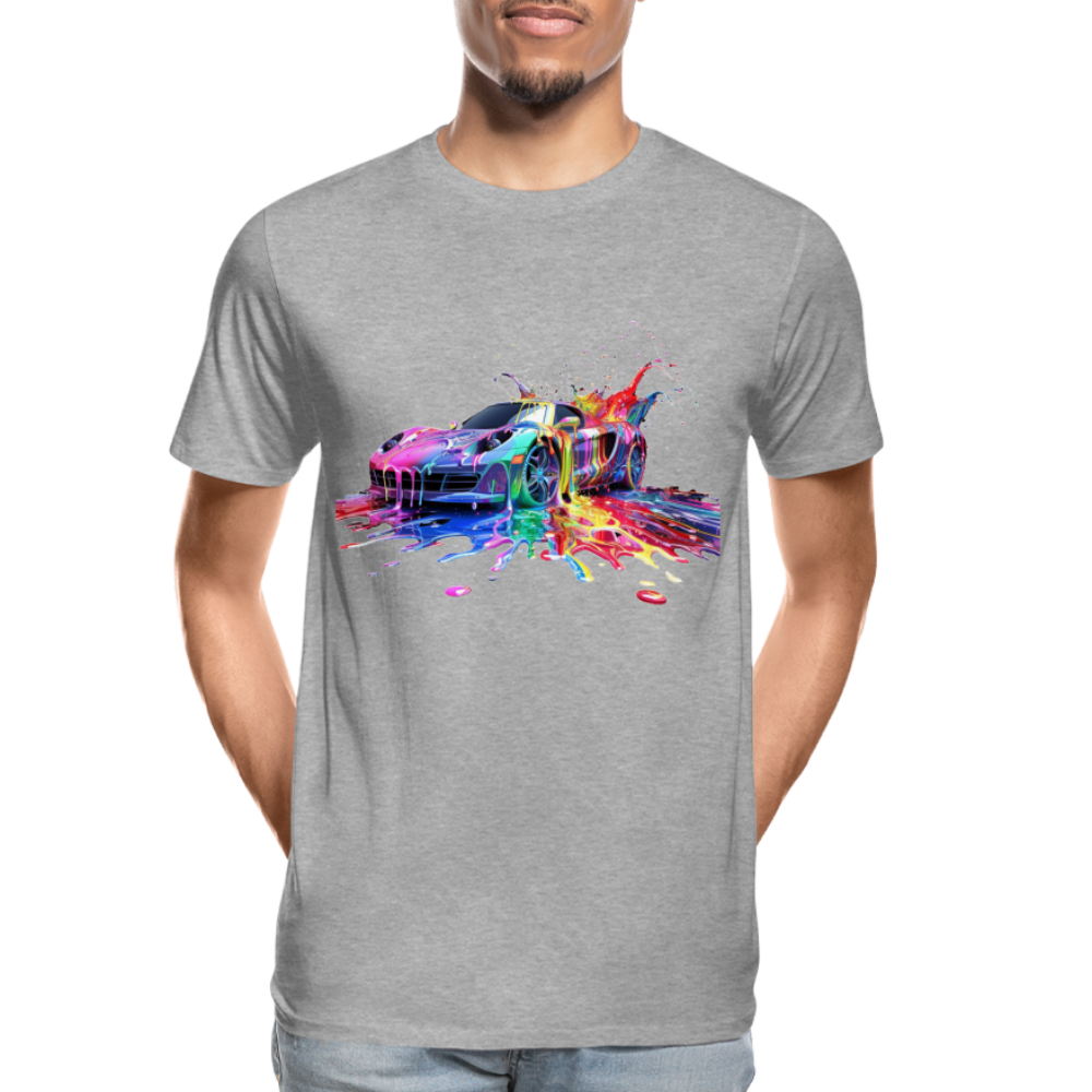 Sportwagen Grafitti - Männer Premium Bio T-Shirt - Grau meliert