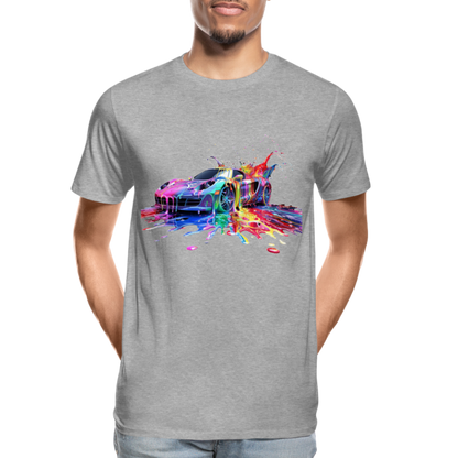 Sportwagen Grafitti - Männer Premium Bio T-Shirt - Grau meliert