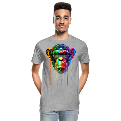 Schimpanse Grafitti - Männer Premium Bio T-Shirt - Grau meliert