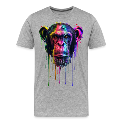 Schimpanse Grafitti - Männer Premium Bio T-Shirt - Grau meliert