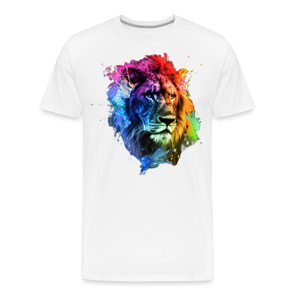 Löwe Grafitti - Männer Premium Bio T-Shirt - Weiß