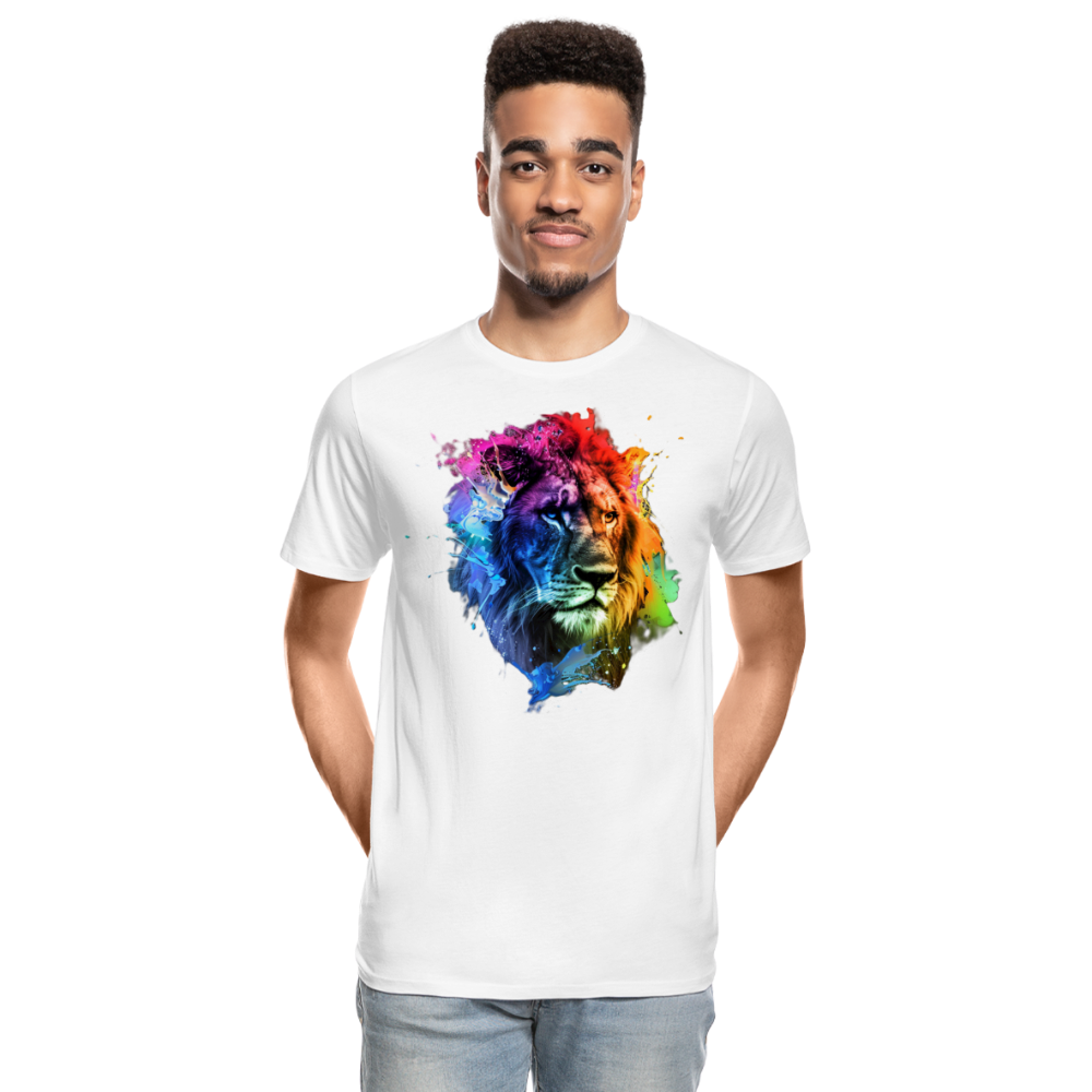 Löwe Grafitti - Männer Premium Bio T-Shirt - Weiß