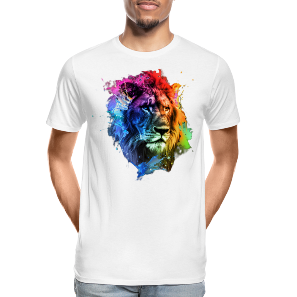 Löwe Grafitti - Männer Premium Bio T-Shirt - Weiß