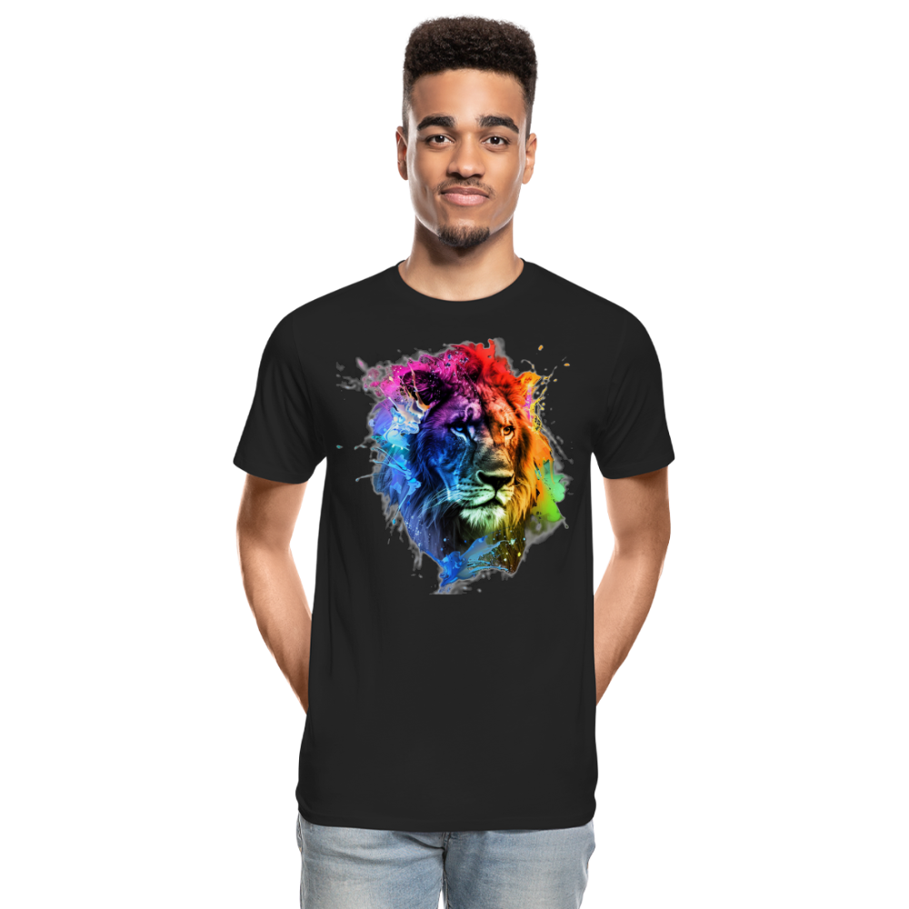 Löwe Grafitti - Männer Premium Bio T-Shirt - Schwarz