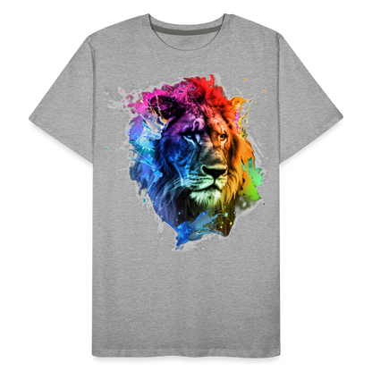 Löwe Grafitti - Männer Premium Bio T-Shirt - Grau meliert