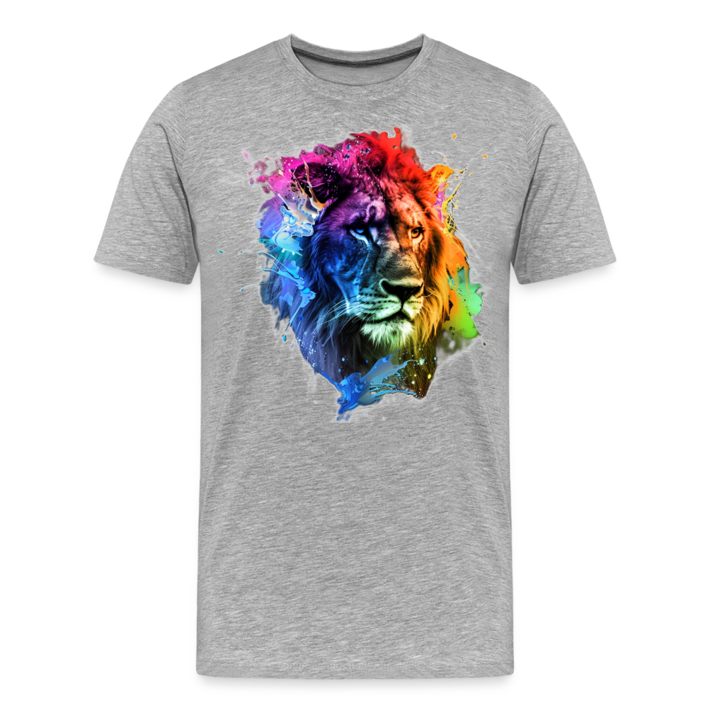 Löwe Grafitti - Männer Premium Bio T-Shirt - Grau meliert