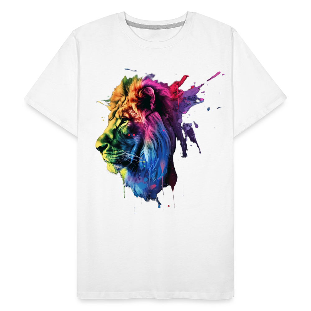 Löwe Grafitti - Männer Premium Bio T-Shirt - Weiß