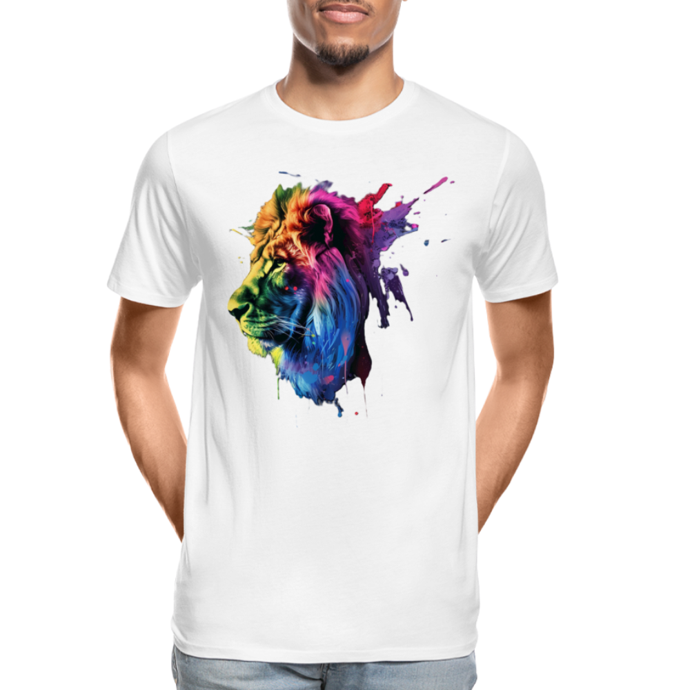 Löwe Grafitti - Männer Premium Bio T-Shirt - Weiß