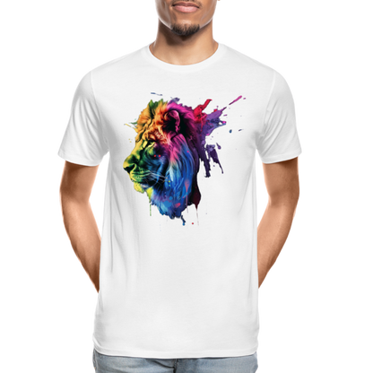 Löwe Grafitti - Männer Premium Bio T-Shirt - Weiß