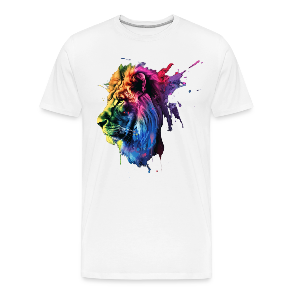 Löwe Grafitti - Männer Premium Bio T-Shirt - Weiß