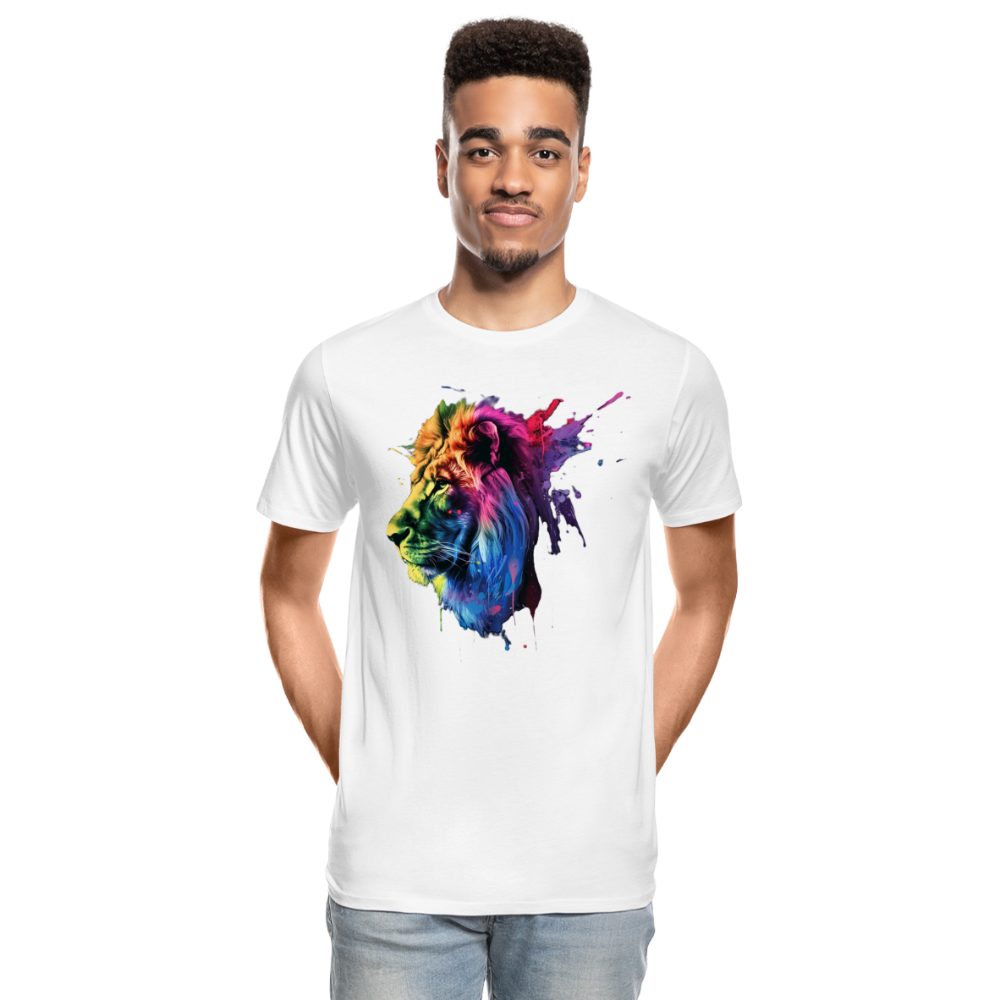 Löwe Grafitti - Männer Premium Bio T-Shirt - Weiß