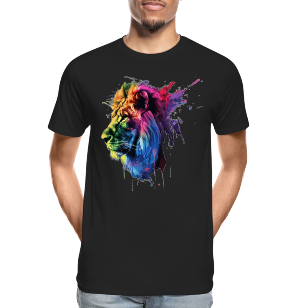 Löwe Grafitti - Männer Premium Bio T-Shirt - Schwarz