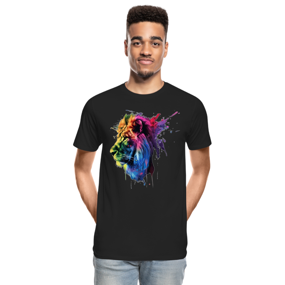 Löwe Grafitti - Männer Premium Bio T-Shirt - Schwarz