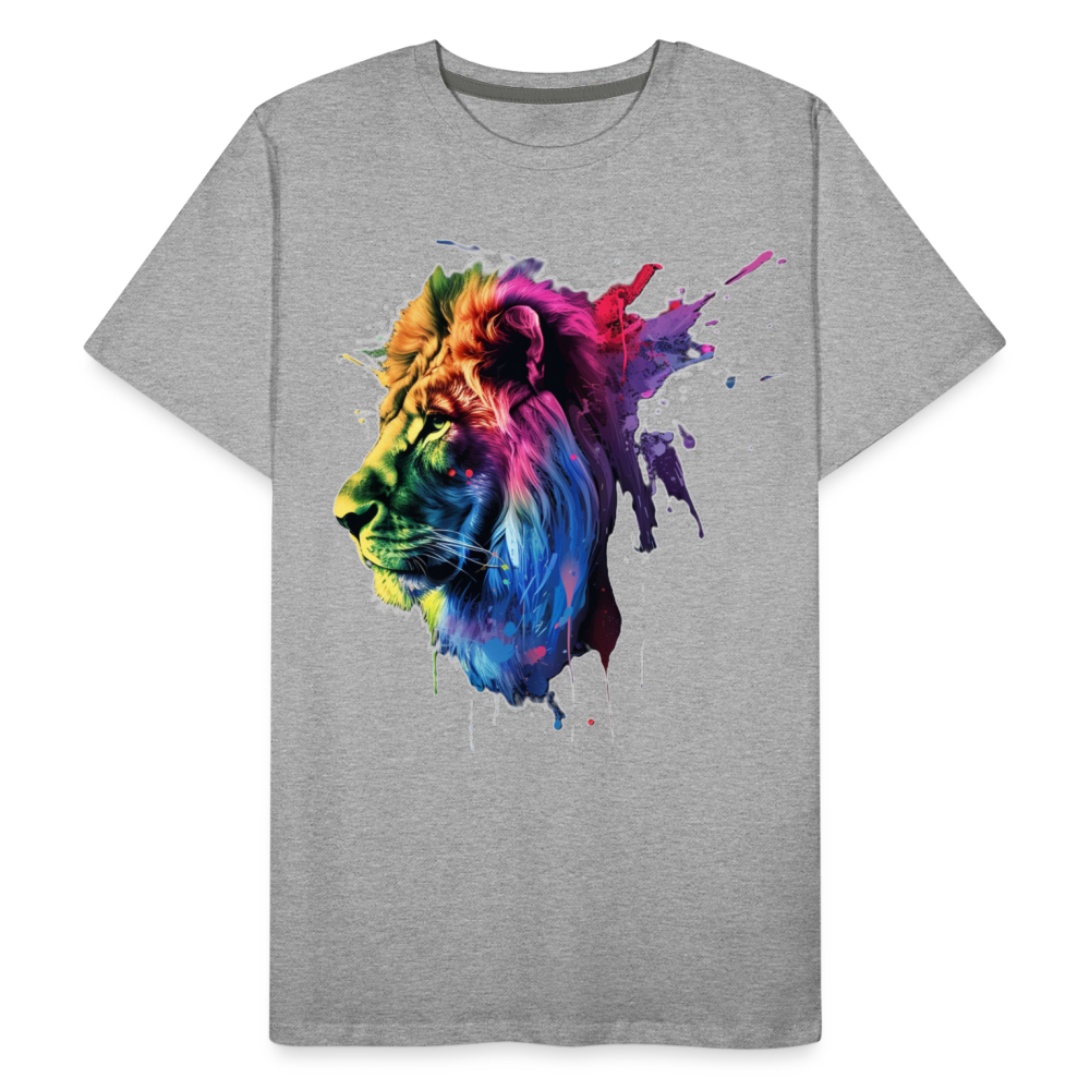 Löwe Grafitti - Männer Premium Bio T-Shirt - Grau meliert